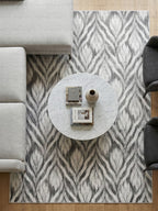 Dinarsu Antrasit Gri Modern Yaprak Desenli Kaymaz Taban Halı - Özel Ölçü