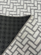 Bohem Tarz Sepet Örgü Desenli Salon Halısı - Antrasit Krem 4m2 (160x230)