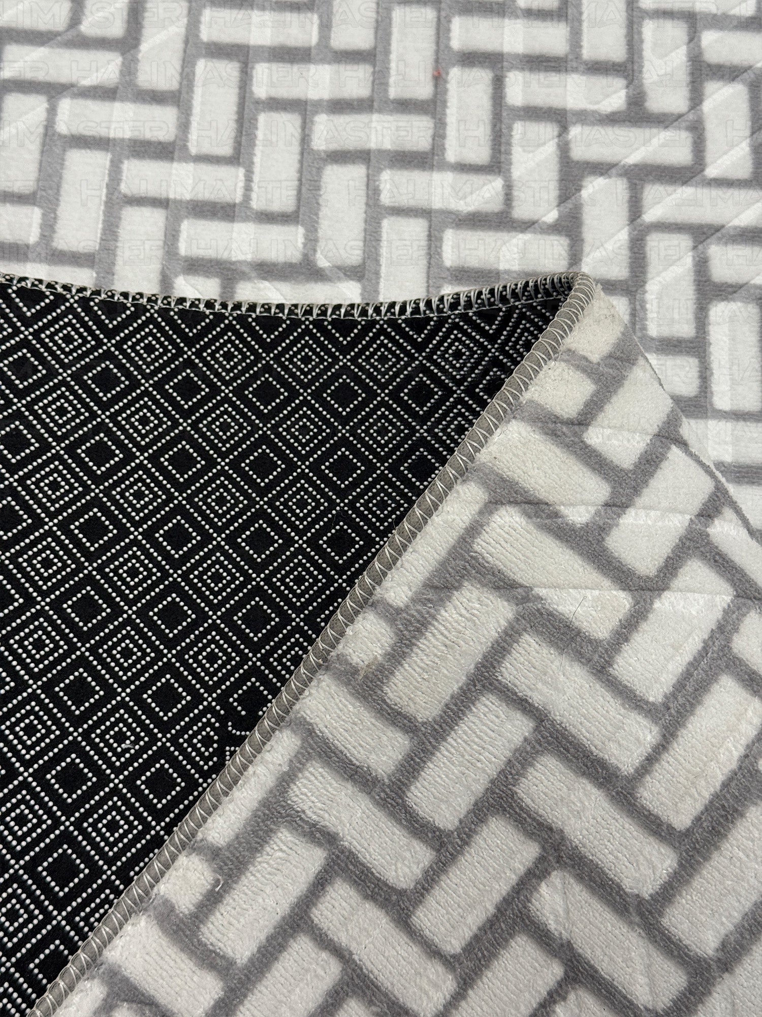 Bohem Tarz Sepet Örgü Desenli Salon Halısı - Antrasit Krem 4m2 (160x230)