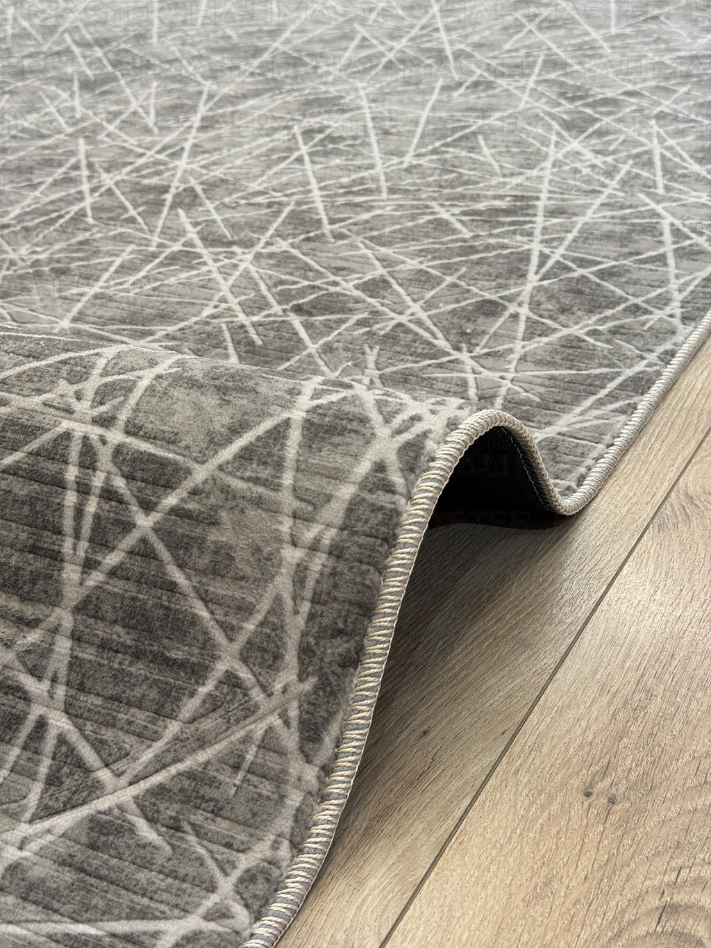 Jel Modern Gri Antrasit Geometrik Çizgili Özel Ölçü Kesme Halı