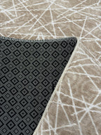 Modern Geometrik Desenli Bej Kahve Halı - 4m² (160x230) Salon ve Oturma Odası Halısı