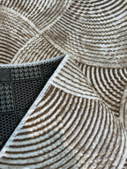 Dinarsu İskandinav Stil Dalga Desenli Kahve Bej - Kaymaz Taban Özel Ölçü Halı