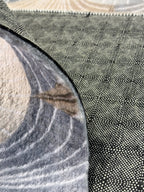 Bambu Art Deco Yelpaze Desenli Kaymaz Taban Özel Ölçü Kesilebilir Modern Halı