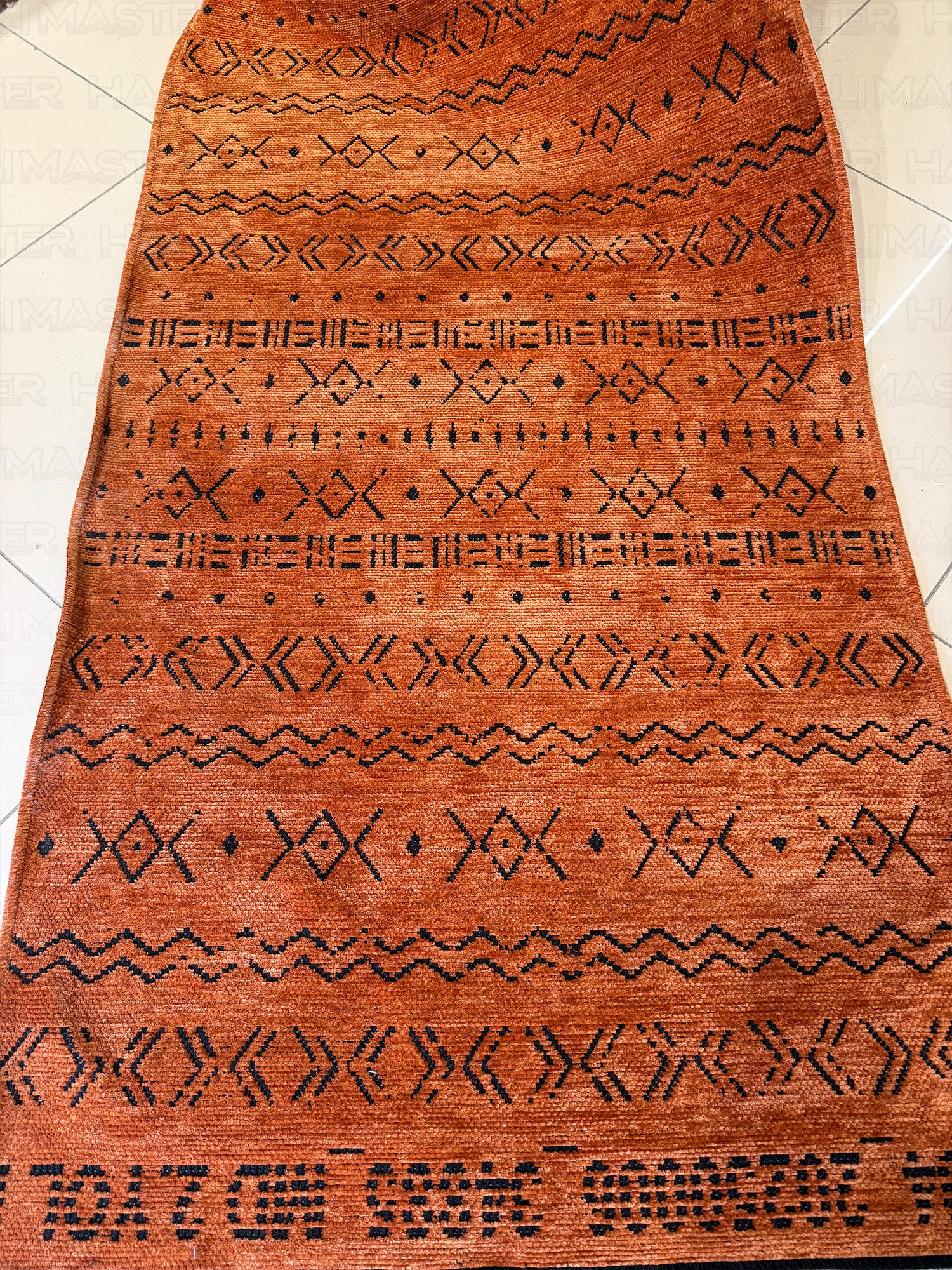 Kilim Etnik Desenli Kiremit Turuncu Modern Halı & Yolluk - Özel Ölçü Seçeneği