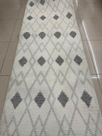 Dekoratif Modern Geometrik Desenli Yolluk - Gri Krem Baklava Desenli Halı - Özel Ölçü