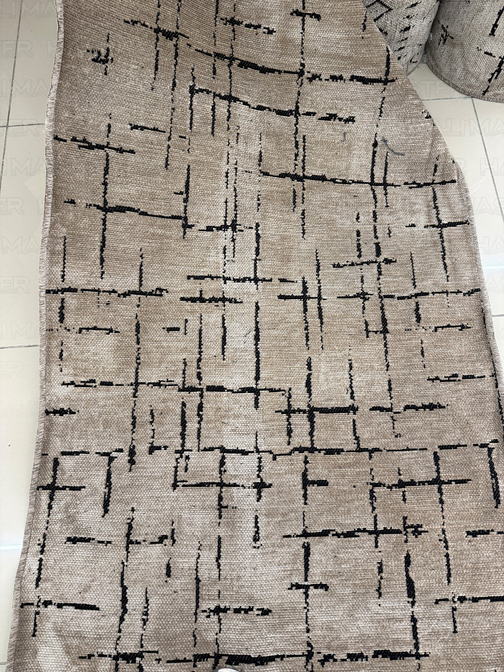 Kilim Siyah Çizgili Modern Açık Kahve Bej - Salon Halısı ve Yolluk Özel Ölçü