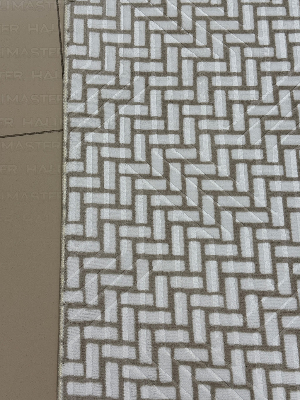 Bohem Tarz Sepet Örgü Desenli Salon Halısı - Kahve Krem 4m2 (160x230)