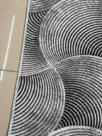 Dinarsu İskandinav Stil Dalga Desenli Antrasit Gri Kaymaz Taban Özel Ölçü Halı