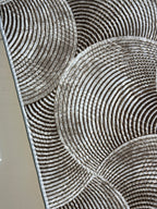 Dinarsu İskandinav Stil Dalga Desenli Kahve Bej - Kaymaz Taban Özel Ölçü Halı