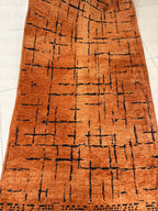 Kilim Siyah Çizgili Modern Kiremit Turuncu Salon Halısı ve Yolluk Özel Ölçü