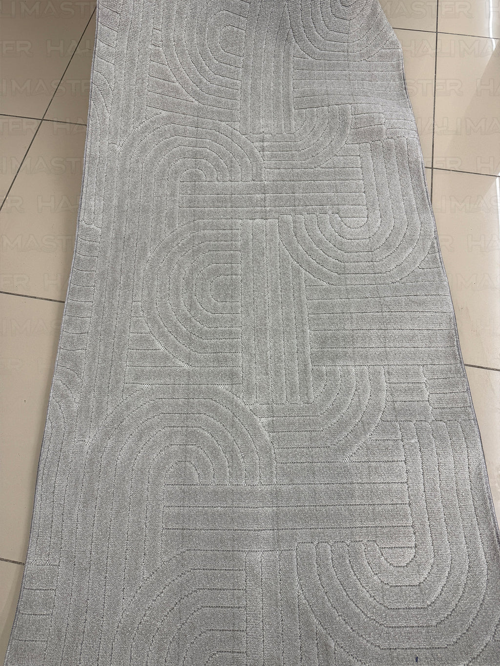 Dekoratif Gri Kabartma Desenli Modern Salon & Yolluk Halı