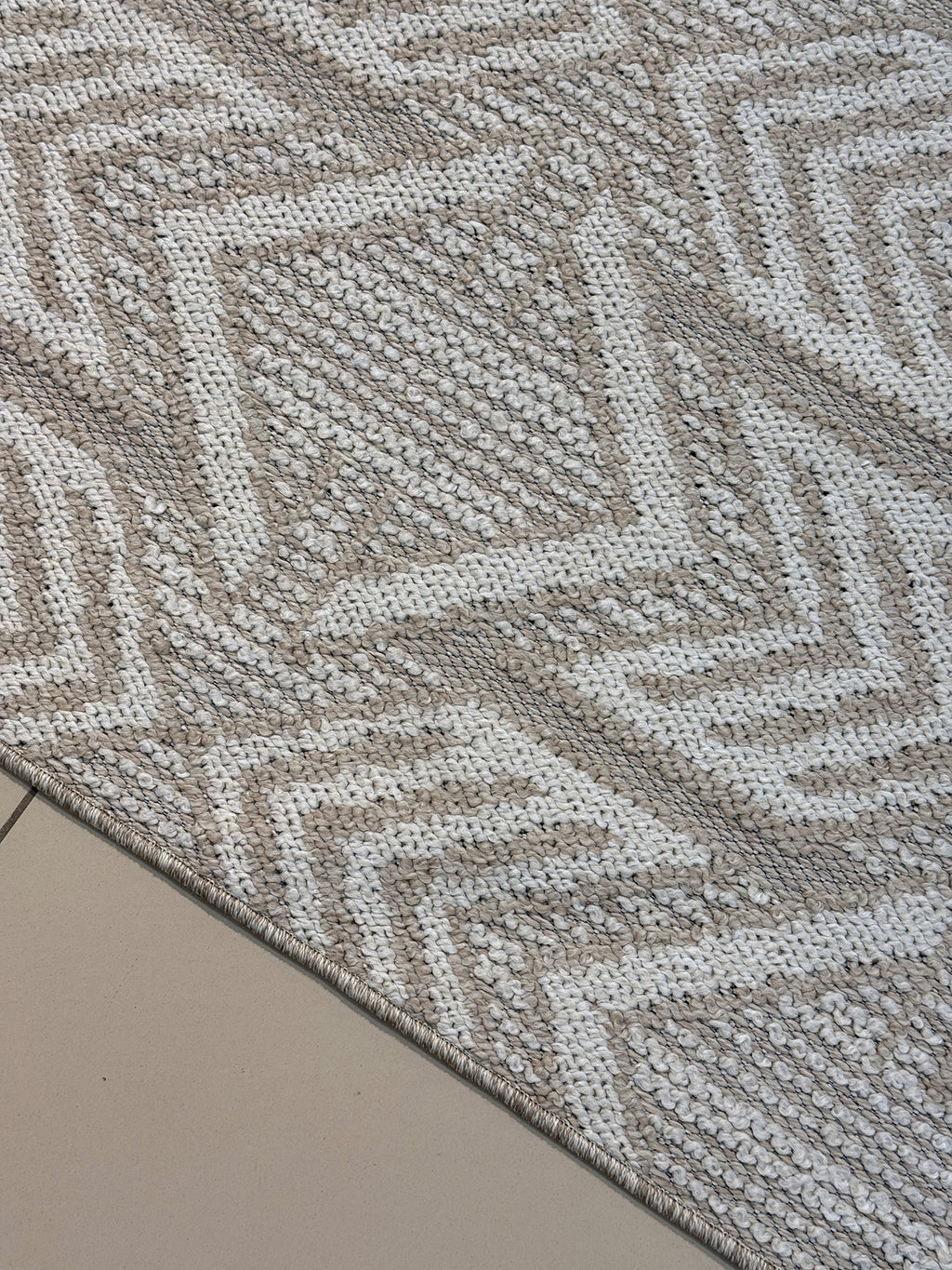 Bohem İskandinav Tarzı Etnik Motifli Bej Kahve Dokuma Halı - 4m² (160x230)