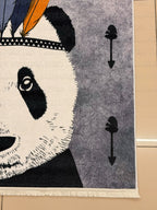 Kızılderili Panda Figürlü Modern Çocuk Odası Halısı - Antialerjik & Kaymaz Taban