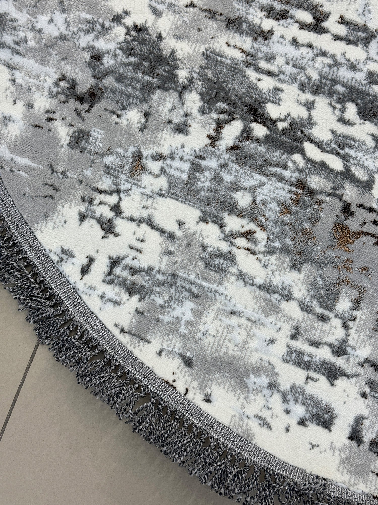 İskandinav Tarzı Etnik Desenli Antrasit Gri Oval Halı