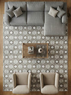 İskandinav Tarzı Kare Desenli Salon Halısı - 4 m² (160x230 cm)