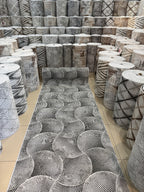 Dinarsu İskandinav Stil Dalga Desenli Antrasit Gri Kaymaz Taban Özel Ölçü Halı