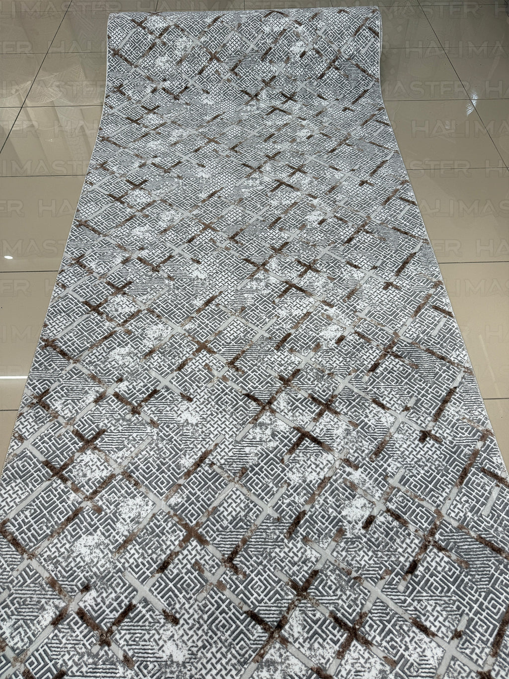 Modern Geometrik Desenli Eskitme Halı - 4m² (160x230) Antrasit Krem Salon Halısı