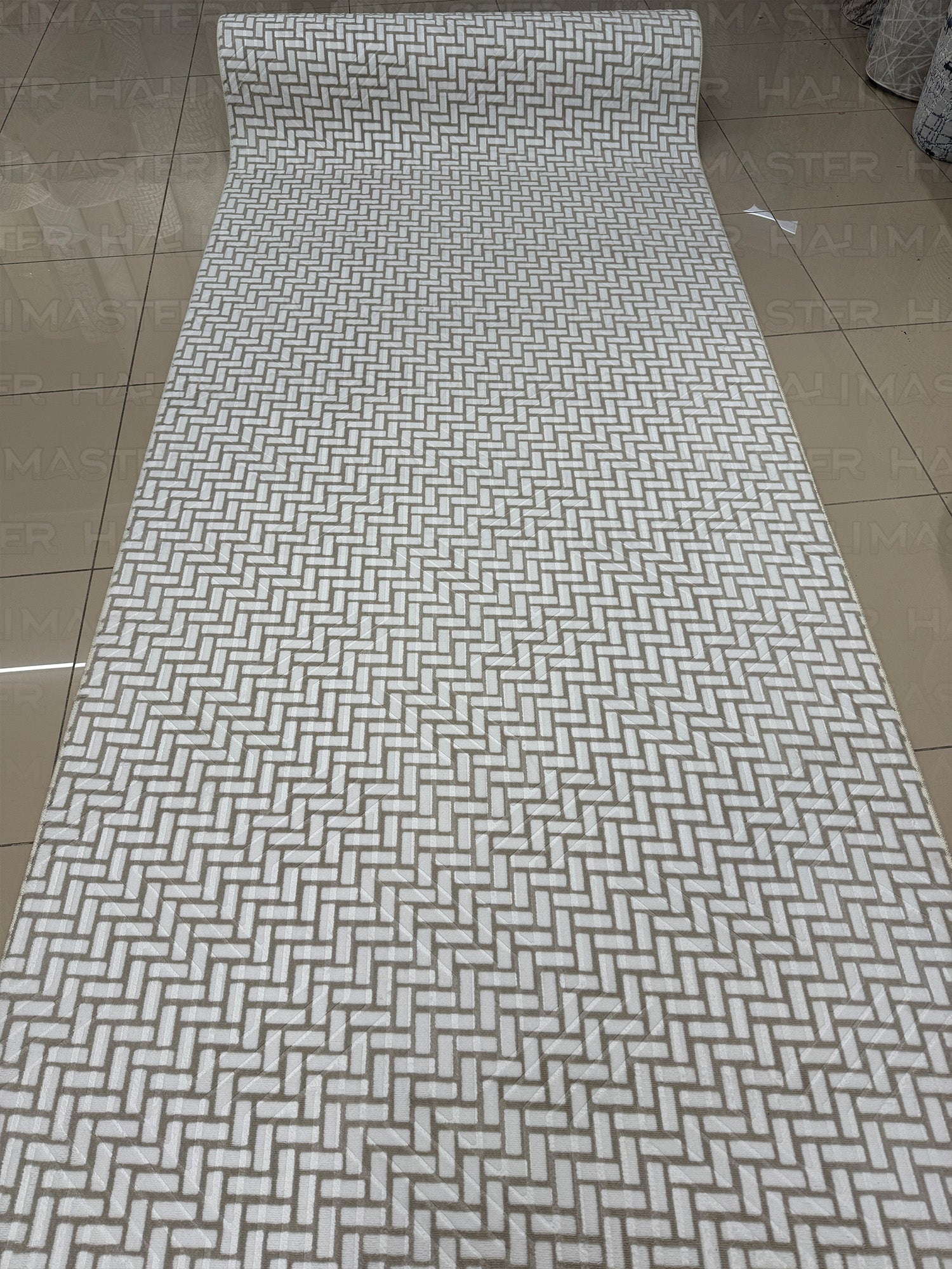 Bohem Tarz Sepet Örgü Desenli Salon Halısı - Kahve Krem 4m2 (160x230)