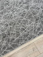 Jel Modern Gri Antrasit Geometrik Çizgili Özel Ölçü Kesme Halı