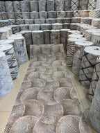 Dinarsu İskandinav Stil Dalga Desenli Kahve Bej - Kaymaz Taban Özel Ölçü Halı