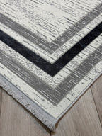 Minimalist Çerçeve Tasarımlı Dokulu Gri Antrasit Modern Halı