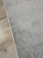 Bambu Gri Modern Geometrik Kaymaz Taban Özel Ölçü Kesilebilir Halı Yolluk