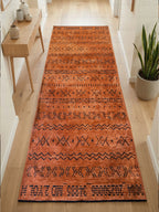 Kilim Etnik Desenli Kiremit Turuncu Modern Halı & Yolluk - Özel Ölçü Seçeneği