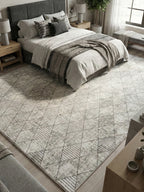 Dinarsu Vizon Geometrik Modern Kaymaz Taban - Özel Ölçü  Halı