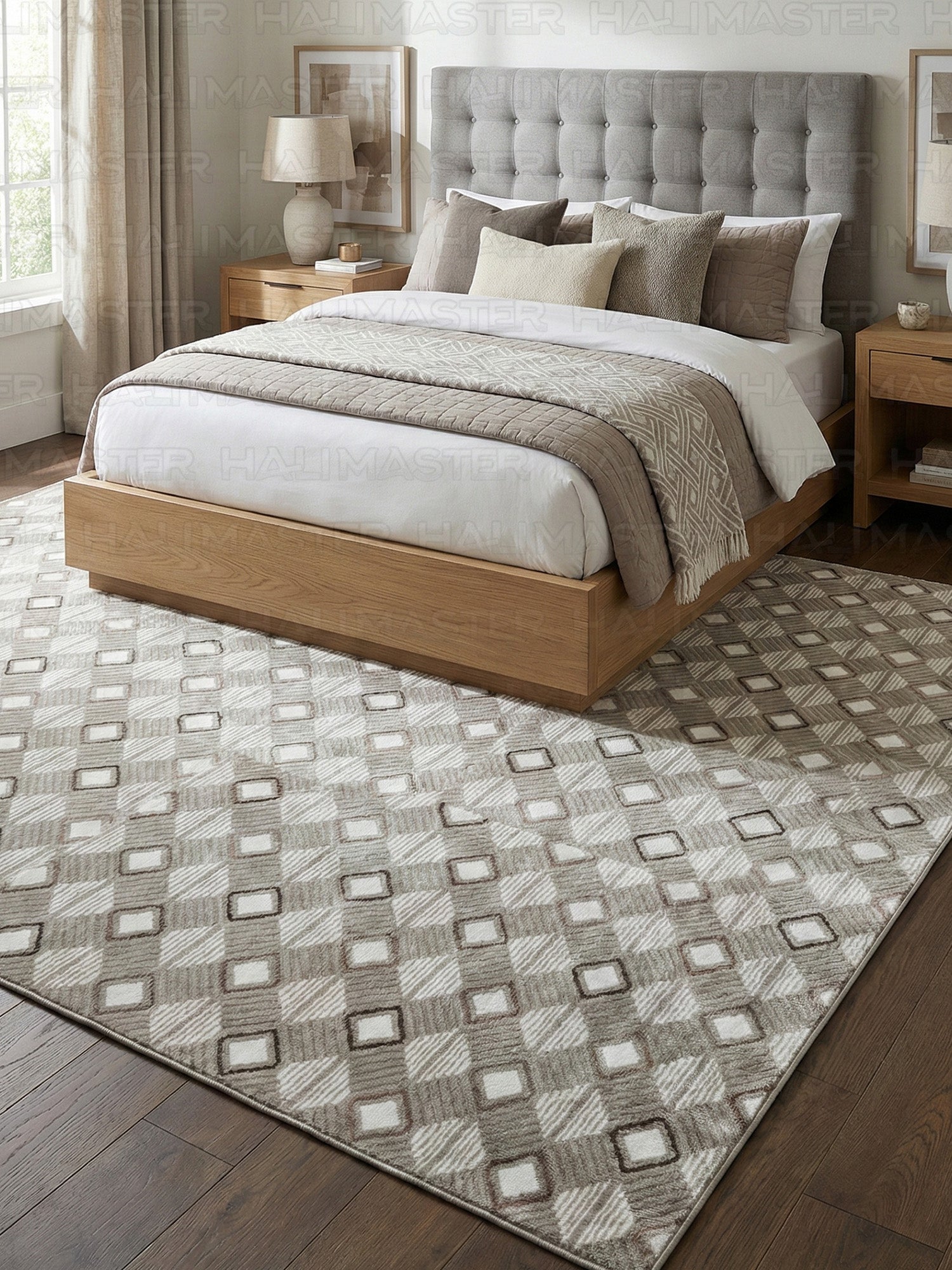 İskandinav Tarzı Kare Desenli Salon Halısı - 4 m² (160x230 cm)