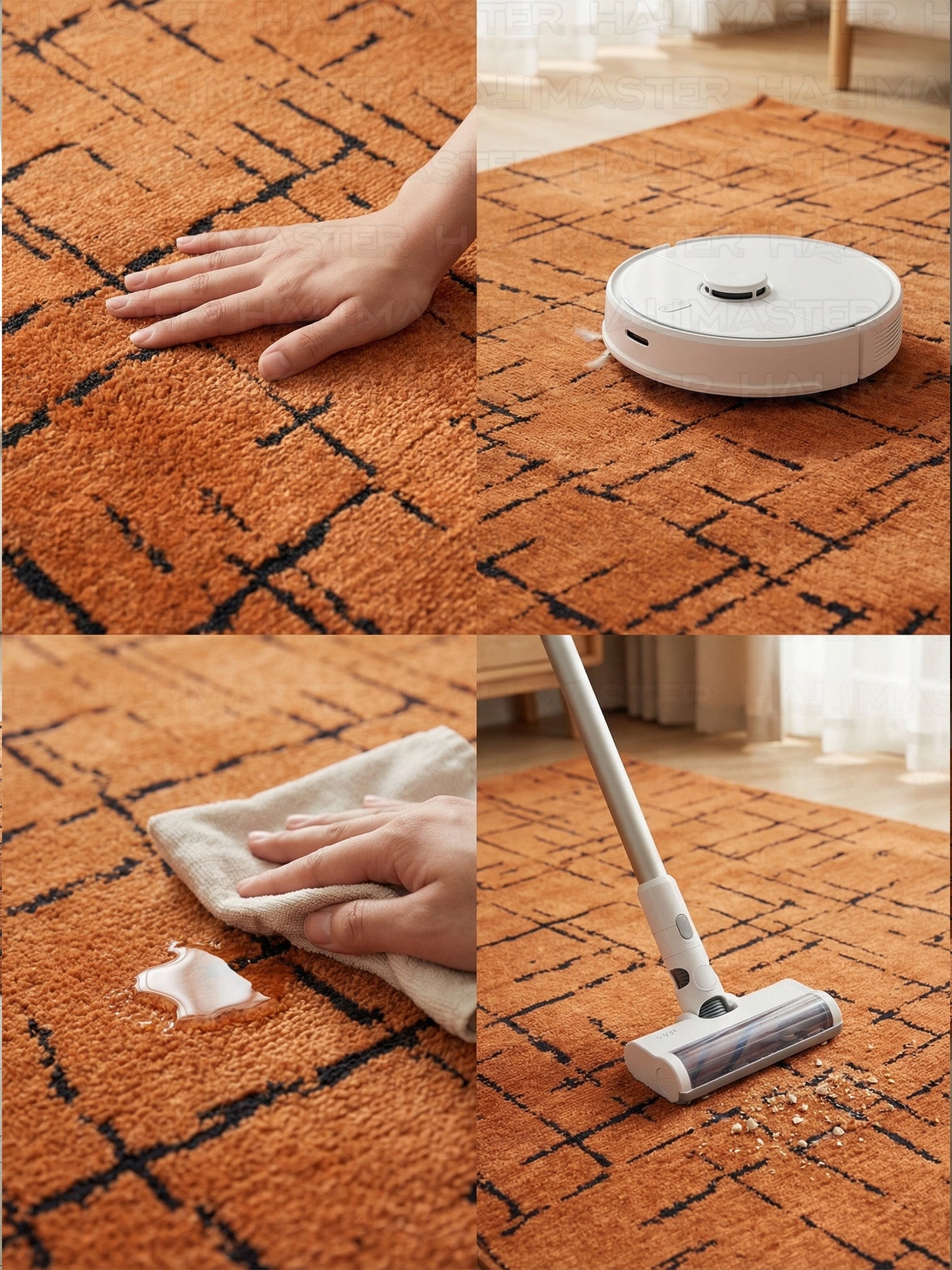 Kilim Siyah Çizgili Modern Kiremit Turuncu Salon Halısı ve Yolluk Özel Ölçü