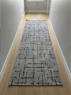 Kilim Siyah Çizgili Modern Gri Salon Halısı ve Yolluk Özel Ölçü