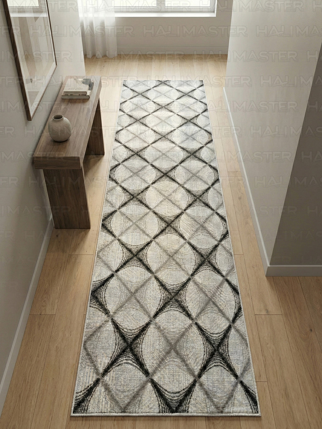Dinarsu Vizon Krem Minimalist Çizgili Modern Halı - Kaymaz Taban - Özel Ölçü