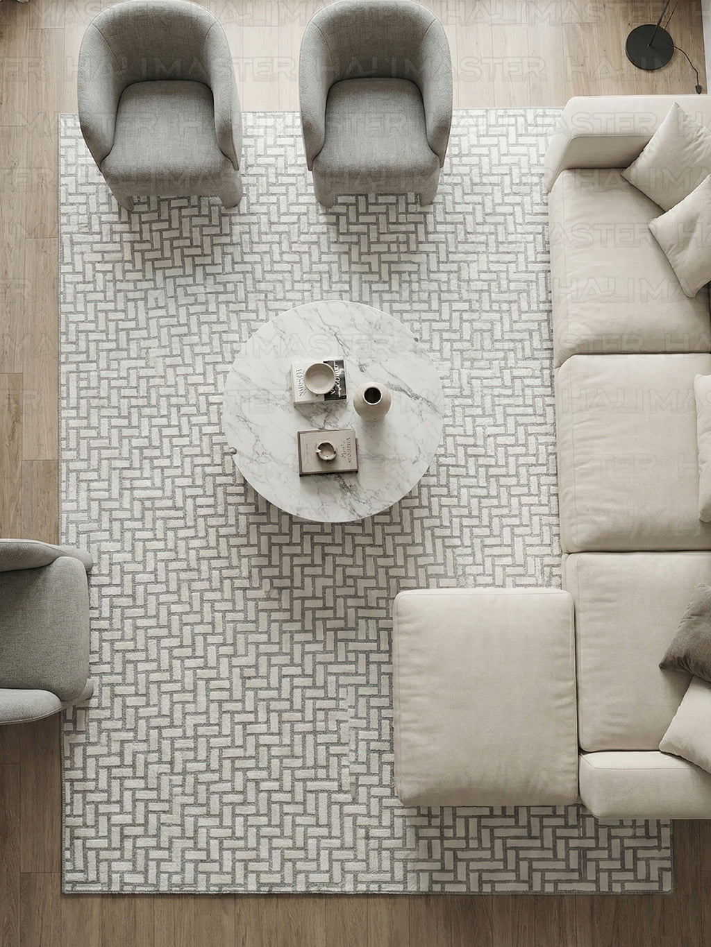 Bohem Tarz Sepet Örgü Desenli Salon Halısı - Antrasit Krem 4m2 (160x230)