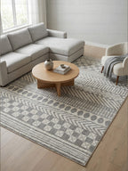 Dekoratif Boho İskandinav Tarzı Modern Salon ve Koridor Halısı - Gri/Ekru