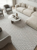 Bohem Tarz Sepet Örgü Desenli Salon Halısı - Antrasit Krem 4m2 (160x230)