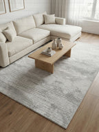Bambu Gri Modern Geometrik Kaymaz Taban Özel Ölçü Kesilebilir Halı Yolluk