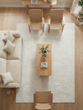 Dekoratif Krem Kabartma Desenli Modern Salon & Yolluk Halı