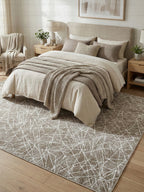 Modern Geometrik Desenli Bej Kahve Halı - 4m² (160x230) Salon ve Oturma Odası Halısı