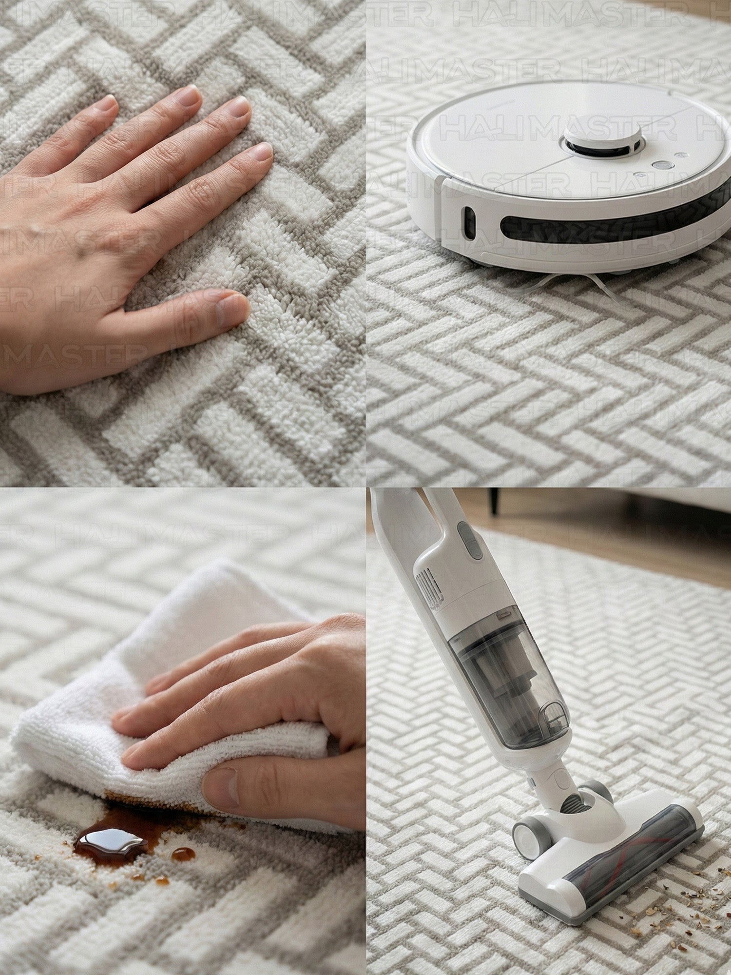 Bohem Tarz Sepet Örgü Desenli Salon Halısı - Kahve Krem 4m2 (160x230)