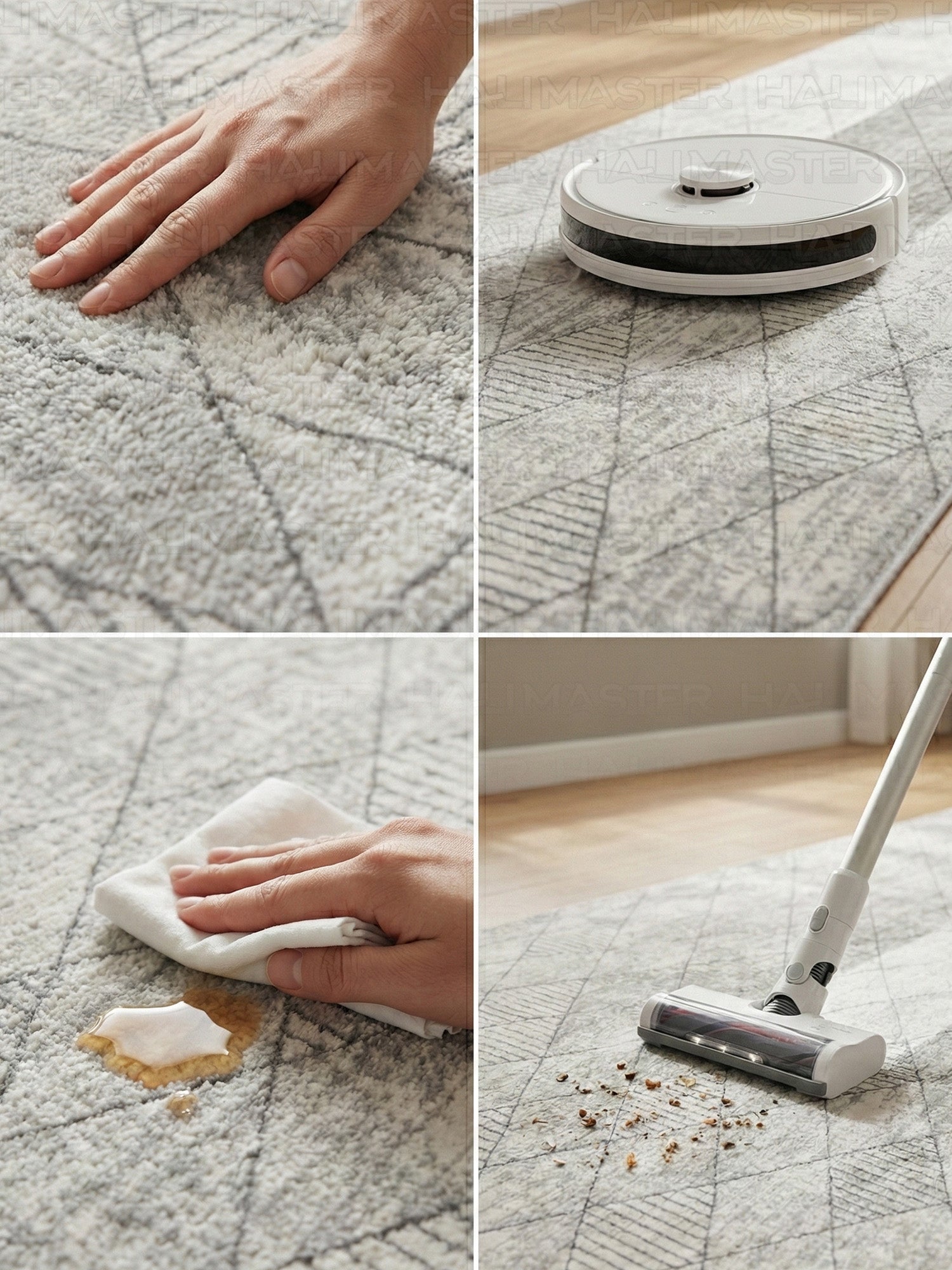 Dinarsu Vizon Geometrik Modern Kaymaz Taban - Özel Ölçü  Halı