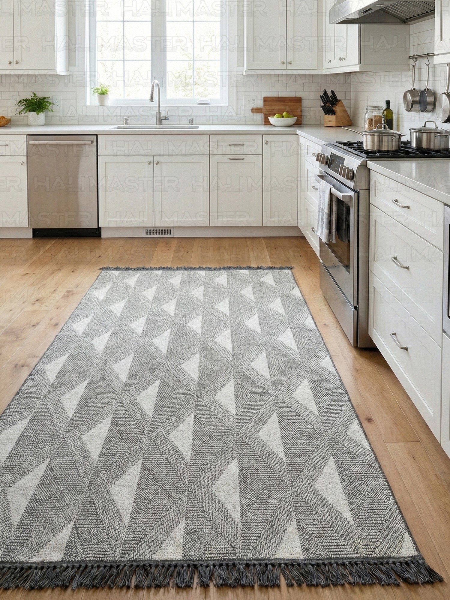 İskandinav Tarzı Baklava Desenli Gri Halı 4m² (160x230 cm)