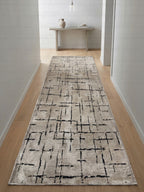 Kilim Siyah Çizgili Modern Açık Kahve Bej - Salon Halısı ve Yolluk Özel Ölçü