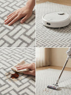 Bohem Tarz Sepet Örgü Desenli Salon Halısı - Antrasit Krem 4m2 (160x230)