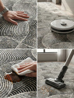 Dinarsu İskandinav Stil Dalga Desenli Antrasit Gri Kaymaz Taban Özel Ölçü Halı